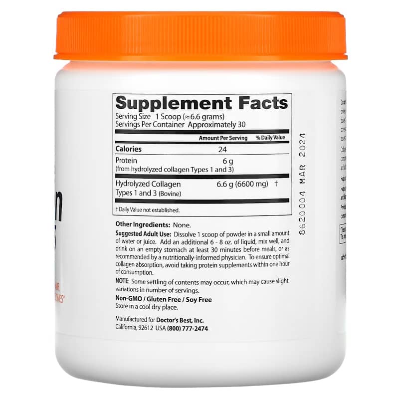 Doctor's Best, Коллаген, порошковый типов 1 и 3, 200 г